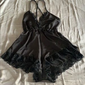 Mentionables Black Satin Romper